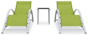 Sun Loungers 2 pcs with Table Aluminium Green