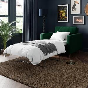 Zoe Velvet Snuggle Single Sofa Bed Bottle Green