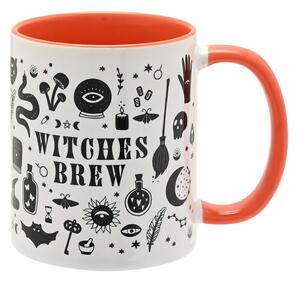 Orange Handled Witches Brew Ceramic Mug Orange