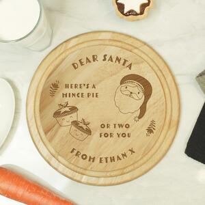 Personalised Santa Mince Pie Wooden Board Baked Earth