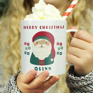 Personalised Santa Plastic Christmas Mug Fablon White