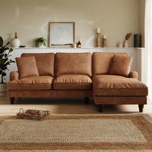 Beatrice Faux Leather Corner Chaise Sofa Tan