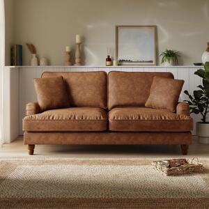 Beatrice Faux Leather 3 Seater Sofa Tan