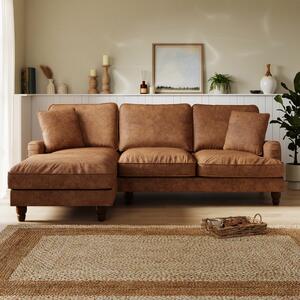 Beatrice Faux Leather Corner Chaise Sofa Tan