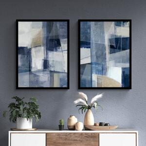 Set of 2 Blue Gaze Abstract Framed Prints Blue