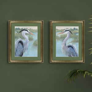 Set of 2 Blue Heron Framed Prints Multicoloured