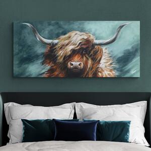 Seriously Bad Hair Day Highland Cow Canvas Blue