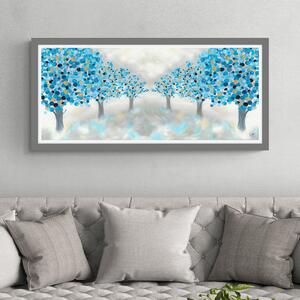 Blueberry Tree Panoramic Framed Print Blue