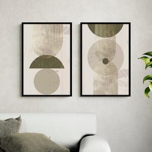 Set of 2 Mid Century Design Framed Prints Gold