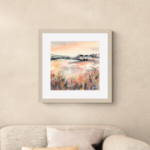 Peach Hills and Hedgerows Framed Print MultiColoured