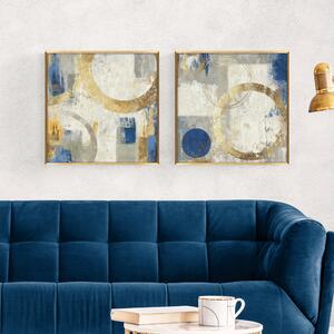 Set of 2 Abstract Blue & Gold Framed Prints Gold