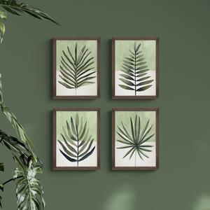 Set of 4 Verging Palm Framed Prints Green