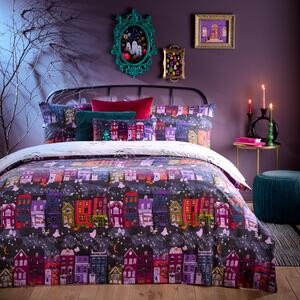 Creepy Town Polycotton Duvet Cover and Pillowcase Set Grey