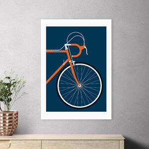 East End Prints Orange Coloured Race Bike Print By Bo Lundberg Navy