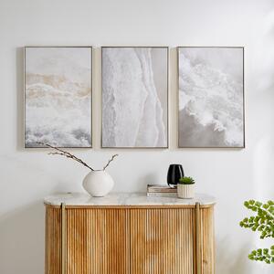 Set of 3 Rising Tide Framed Canvases White