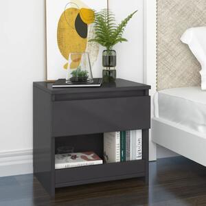 Bedside Cabinet High Gloss Grey 40x30x39 cm Engineered Wood