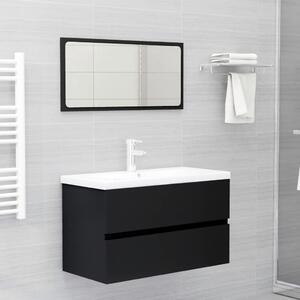 Bathroom Furniture Set Black Engineered Wood