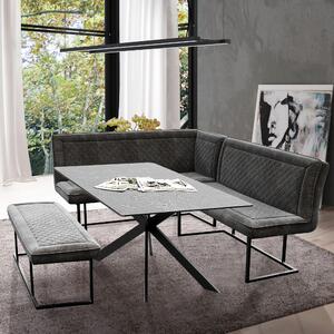 Indus Valley Apollo 6 Seater Dining Table Corner Bench Set Black
