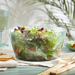 Ribbed Acrylic Salad Bowl Green