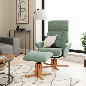 Whitham Fabric Swivel Chair and Footstool Green