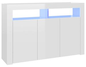 Sideboard with LED Lights High Gloss White 115.5x30x75 cm
