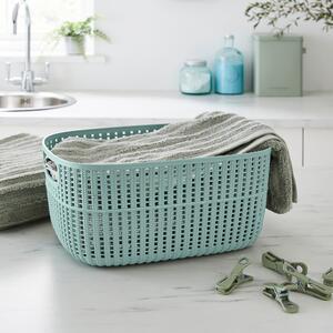 Weave Effect Laundry Storage Basket Green