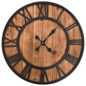 Vintage Wall Clock with Quartz Movement Wood and Metal 60cm XXL