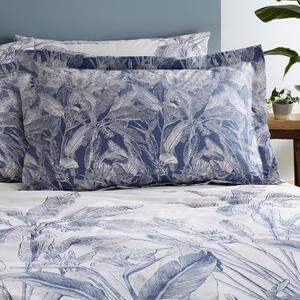 Tropical Palm Leaf Oxford Pillowcase Folkstone Blue
