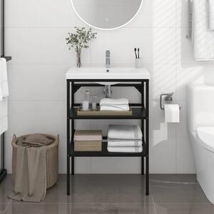 Bathroom Washbasin Frame Black 59x38x83 cm Iron
