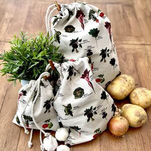 RHS by Dexam Benary Vegetables Set of 3 Vegetable Storage Bags Natural