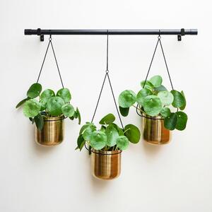 Set of 3 Linear Hanging Plant Pots Black