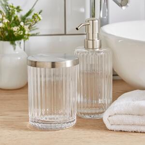 London Ribbed Glass Bathroom Accessories Set Clear