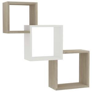 Cube Wall Shelf White and Sonoma Oak 68x15x68 cm Engineered Wood