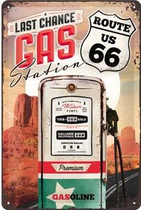 Metal sign Route 66 - Gas Station, (20 x 30 cm)