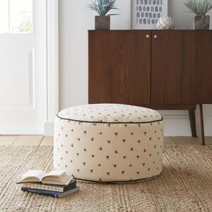 Bees Pouffe Natural Brown/Yellow/White