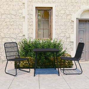 3 Piece Outdoor Dining Set Poly Rattan and Glass