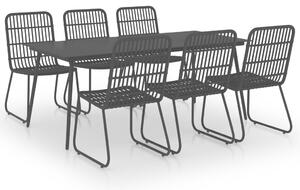 7 Piece Outdoor Dining Set Poly Rattan and Glass