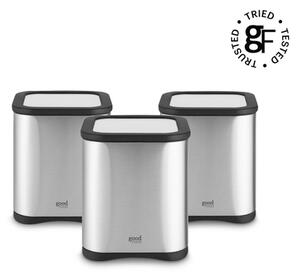 Good Food Set of 3 Canisters Stainless Steel