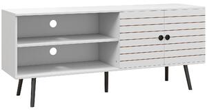 HOMCOM TV Stand Cabinet for 65 Inch TVs, TV Unit with Open Shelves, Soft-close Door & Cable Holes, Entertainment for Living Room, White Aosom UK