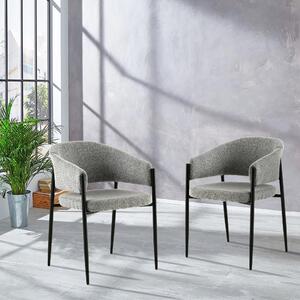 Set of 2 Indus Valley Herbie Curved Back Boucle Dining Chairs Grey