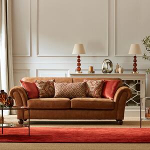 Angus Faux Leather Combo 3 Seater Sofa Brown