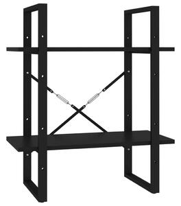 2-Tier Book Cabinet Black 60x30x70 cm Engineered Wood