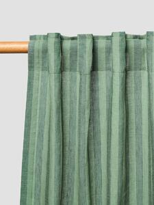 Pine Green Pembroke Stripe Linen Blend Curtains (Pair) | Short | Piglet in Bed