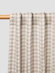 Mushroom Gingham Linen Blend Curtains (Pair) | Short | Piglet in Bed