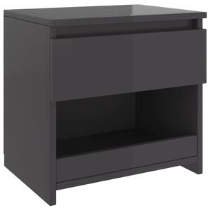 Bedside Cabinet High Gloss Grey 40x30x39 cm Engineered Wood