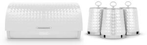 Tower Solitaire Bread Bin & Set of 3 Canisters White