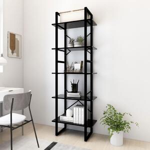 5-Tier Book Cabinet Black 60x30x175 cm Engineered Wood