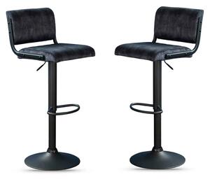 Pawling Fabric Gas Lift Bar Stools In Pair - Charcoal