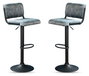 Pawling Fabric Gas Lift Bar Stools In Pair - Blue