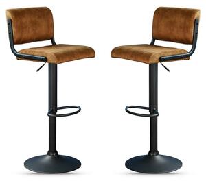 Pawling Fabric Gas Lift Bar Stools In Pair - Rust